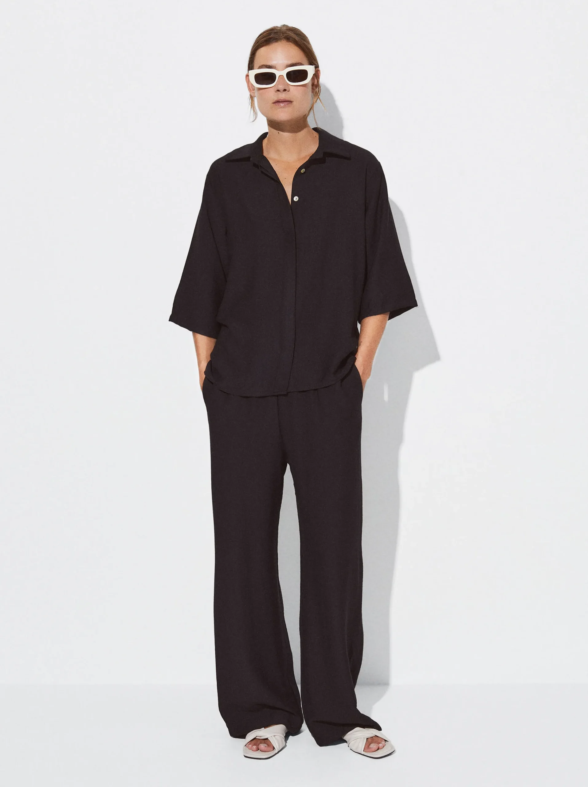 PARFOIS Pantalón Cintura Elástica Negro Discount