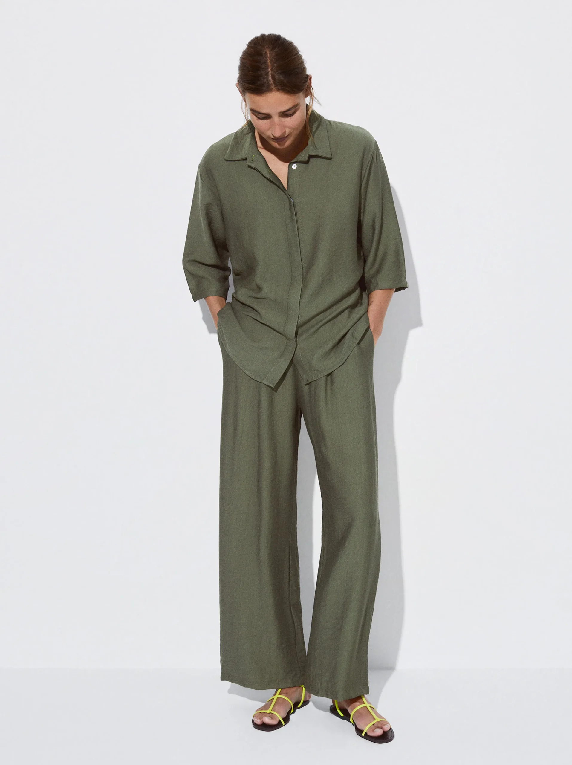 PARFOIS Pantalón Cintura Elástica Caqui Store