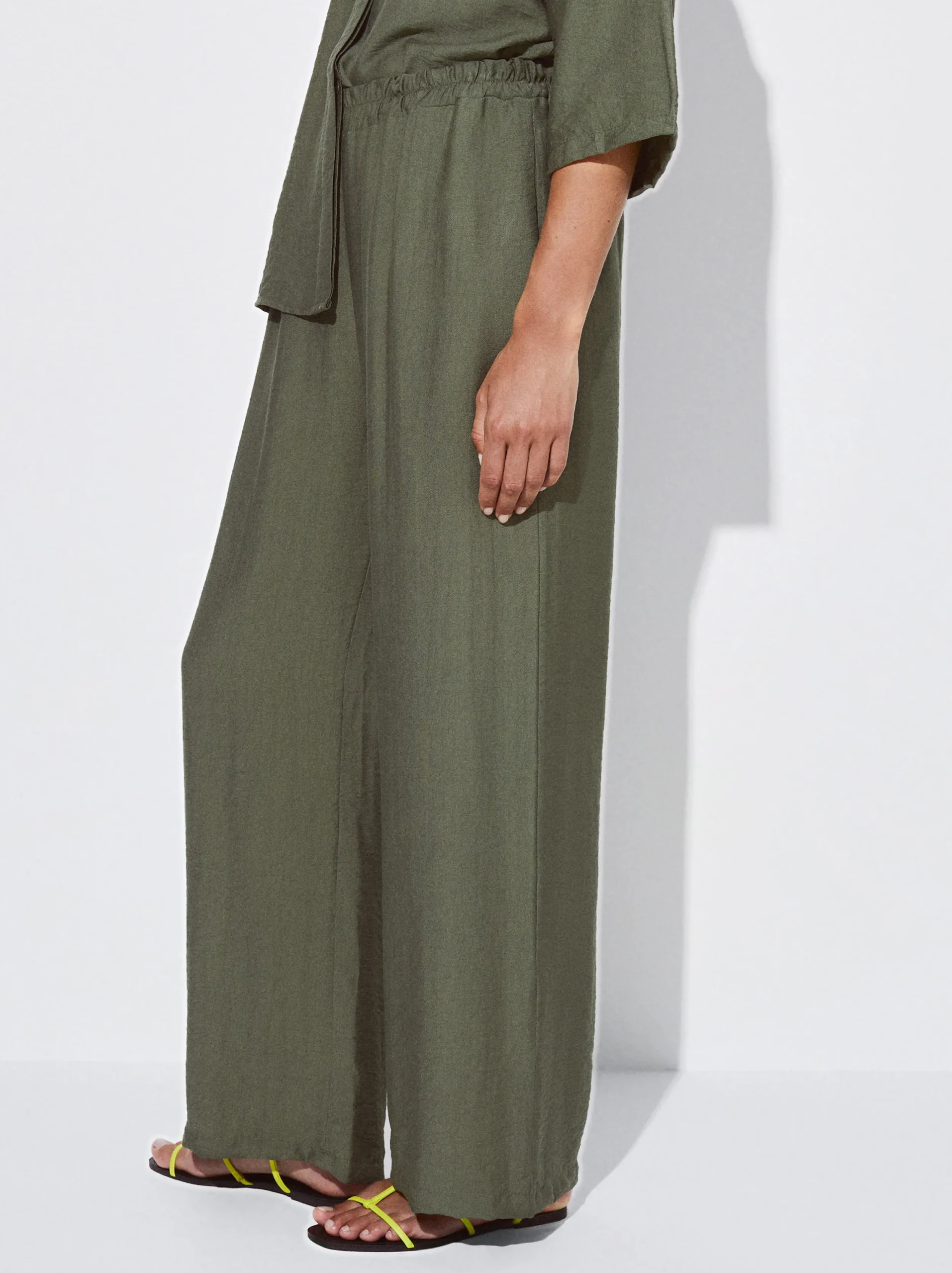 PARFOIS Pantalón Cintura Elástica Caqui Store
