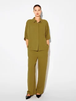 PARFOIS Pantal&oacute;n De Lyocell Cintura El&aacute;stica Amarillo Cheap