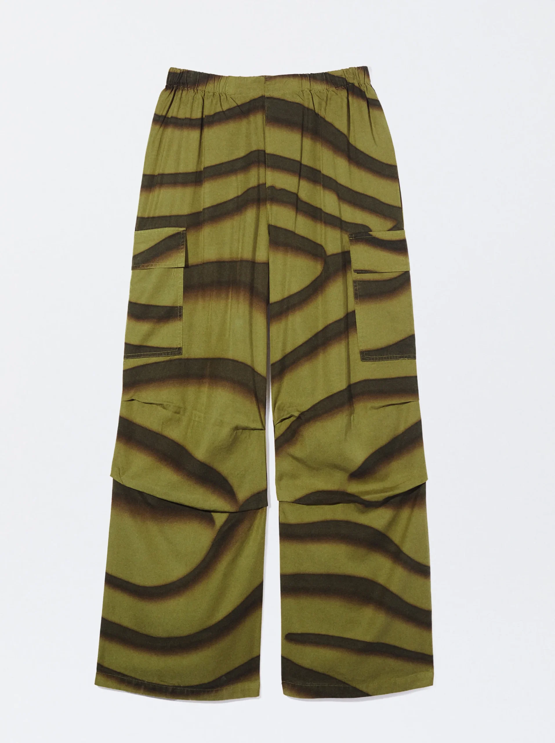 PARFOIS Pantalón Estampado Con Bolsillos Verde Sale