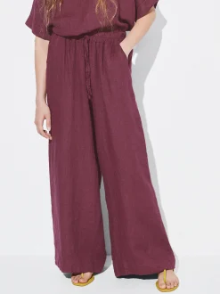 PARFOIS Pantal&oacute;n Fluido 100% Lino Burdeos Shop