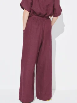 PARFOIS Pantal&oacute;n Fluido 100% Lino Burdeos Shop