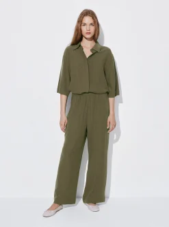 PARFOIS Pantal&oacute;n Fluido Con Cintura El&aacute;stica Verde Cheap