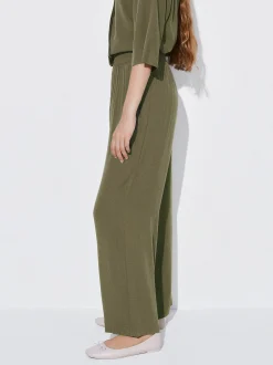 PARFOIS Pantalón Fluido Con Cintura Elástica Verde Cheap