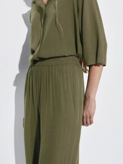 PARFOIS Pantalón Fluido Con Cintura Elástica Verde Cheap