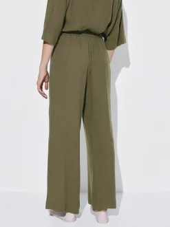 PARFOIS Pantalón Fluido Con Cintura Elástica Verde Cheap