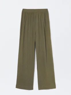 PARFOIS Pantalón Fluido Con Cintura Elástica Verde Cheap