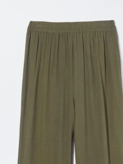 PARFOIS Pantalón Fluido Con Cintura Elástica Verde Cheap