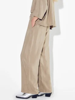 PARFOIS Pantal&oacute;n Fluido Con Cintura El&aacute;stica Beige Sale