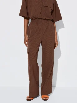 PARFOIS Pantal&oacute;n Fluido Con Cintura El&aacute;stica Marr&oacute;n Hot