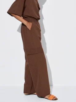 PARFOIS Pantal&oacute;n Fluido Con Cintura El&aacute;stica Marr&oacute;n Hot