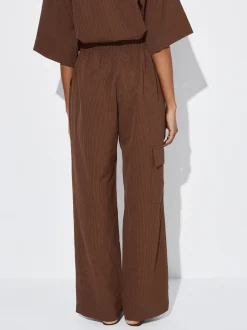 PARFOIS Pantal&oacute;n Fluido Con Cintura El&aacute;stica Marr&oacute;n Hot