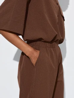 PARFOIS Pantal&oacute;n Fluido Con Cintura El&aacute;stica Marr&oacute;n Hot