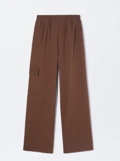 PARFOIS Pantal&oacute;n Fluido Con Cintura El&aacute;stica Marr&oacute;n Hot