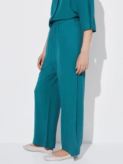 PARFOIS Pantal&oacute;n Fluido Con Cintura El&aacute;stica Azul Best Sale