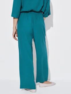 PARFOIS Pantal&oacute;n Fluido Con Cintura El&aacute;stica Azul Best Sale