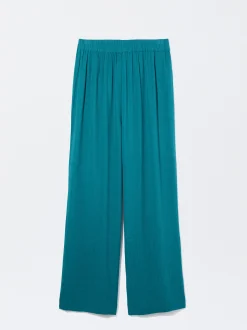 PARFOIS Pantal&oacute;n Fluido Con Cintura El&aacute;stica Azul Best Sale