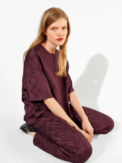 PARFOIS Pantal&oacute;n Fluido Jacquard Burdeos Flash Sale