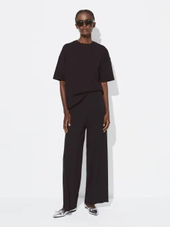 PARFOIS Pantalón Recto Cintura Elástica Negro Shop