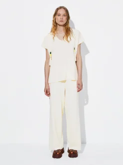 PARFOIS Pantalón Recto Cintura Elástica Crudo Discount