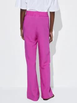PARFOIS Pantal&oacute;n Recto Con Lino Fucsia Sale