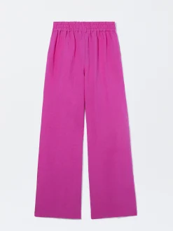 PARFOIS Pantal&oacute;n Recto Con Lino Fucsia Sale