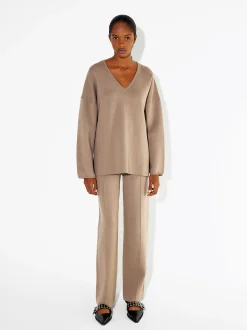 PARFOIS Pantalón Recto De Punto Camel Best