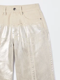 PARFOIS Pantal&oacute;n Vaquero Metalizado Beige Sale