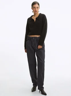 PARFOIS Pantal&oacute;n Vaquero Paperbag Gris New