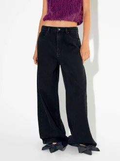 PARFOIS Pantal&oacute;n Vaquero Wide Leg Negro Sale