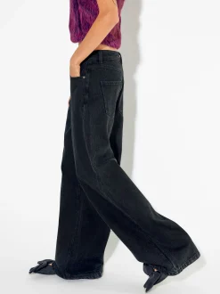 PARFOIS Pantal&oacute;n Vaquero Wide Leg Negro Sale
