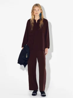PARFOIS Pantal&oacute;n Wide Leg Con Lyocell Burdeos Hot