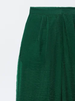 PARFOIS Pantal&oacute;n Wide Leg De Tejido Brillante Verde Cheap