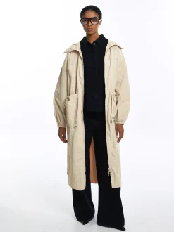 PARFOIS Parka Larga Con Bolsillos Beige Shop