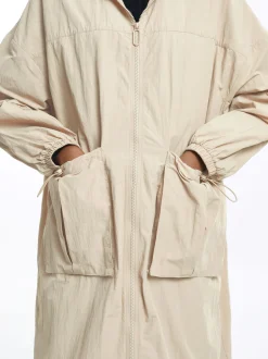 PARFOIS Parka Larga Con Bolsillos Beige Shop