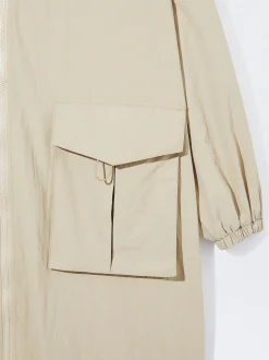 PARFOIS Parka Larga Con Bolsillos Beige Shop