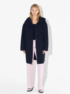 PARFOIS Parka Larga Con Capucha Negro Cheap