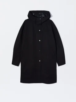 PARFOIS Parka Larga Con Capucha Negro Cheap