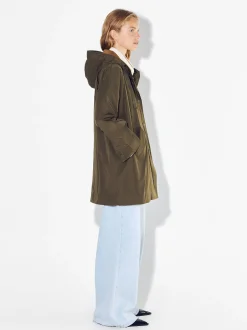 PARFOIS Parka Larga Con Capucha Caqui Discount