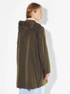 PARFOIS Parka Larga Con Capucha Caqui Discount