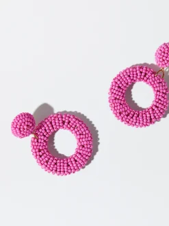 PARFOIS Pendientes Con Abalorios Fucsia Sale