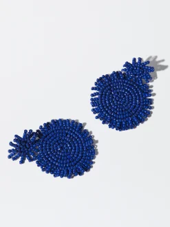 PARFOIS Pendientes Con Abalorios Azul Marino Sale