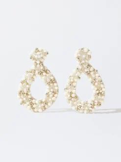 PARFOIS Pendientes Con Abalorios Blanco New