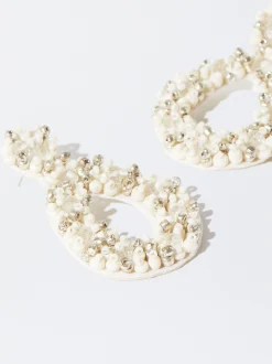 PARFOIS Pendientes Con Abalorios Blanco New