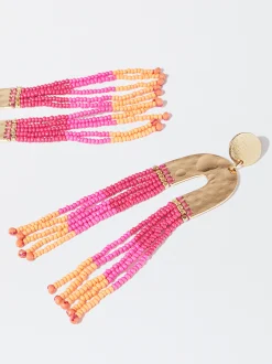 PARFOIS Pendientes Con Abalorios Fucsia Best Sale