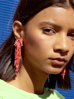 PARFOIS Pendientes Con Abalorios Coral Fashion