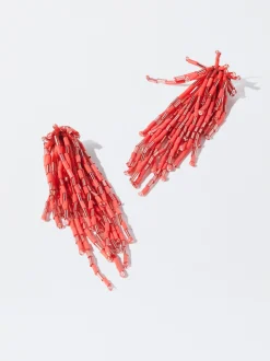 PARFOIS Pendientes Con Abalorios Coral Fashion