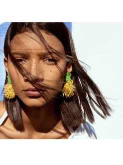 PARFOIS Pendientes Con Abalorios Amarillo Cheap