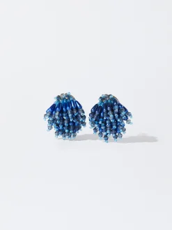 PARFOIS Pendientes Con Abalorios Azul Flash Sale